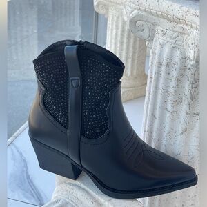 Black western ankle booties